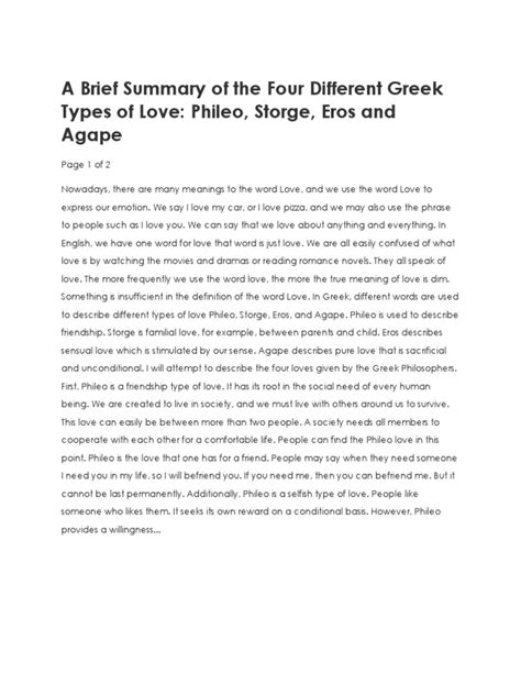 A Brief Summary of The Four Different Greek Types of Love | PDF | Love ...