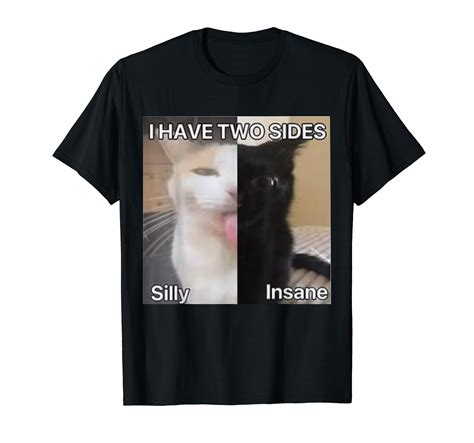 I Have Two Sides Silly Insane Cat Funny T-Shirt | Funny tshirts, Silly ...