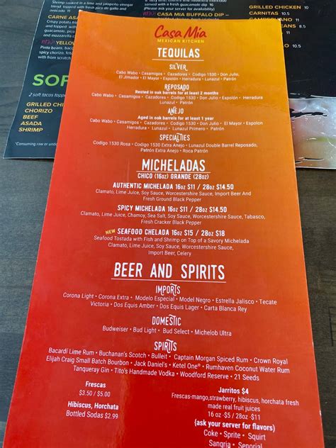 Menu at Casa Mia Mexican Kitchen restaurant, St. Peters, 235 Jungermann ...
