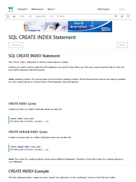 Create Index Command in SQL 的图像结果