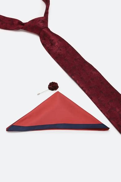 Buy Men Maroon Print Tie Pocket Square And Lapel Pin Online - 760280 ...