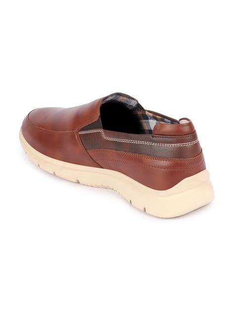 Buy Men Tan Leather Lightweight Formal Comfort Slip On Shoes
