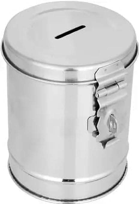 HEMSHIKA Piggy Bank |100% Stainless Steel Round Shape Coin Box Money ...