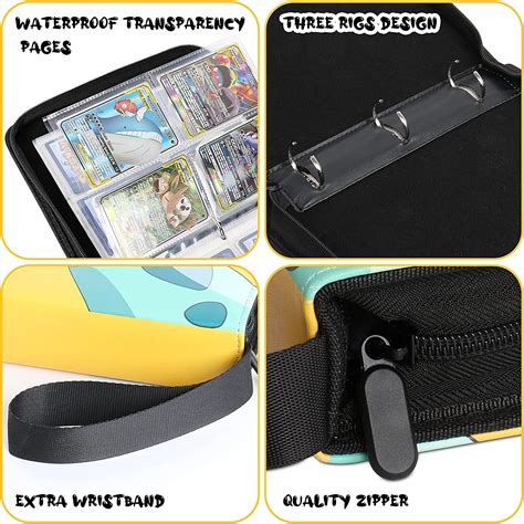 Buy Trading Card Binders for Card with Sleeves, 4 Pockets Up to 400 ...