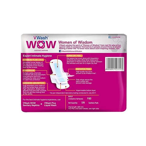 Buy VWASH WOW ULTRA THIN SIZE XL SANITARY PADS PACK OF 30 (PACKS OF 6X5 ...