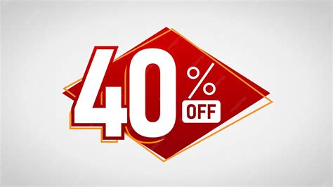 Premium Vector | 40 forty percent off and offer in red and yellow