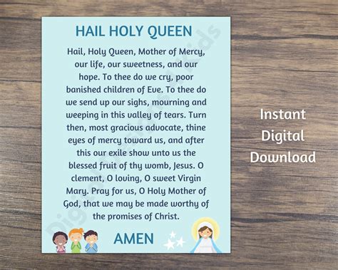 Hail Holy Queen Prayer Printable - Printable Free Templates