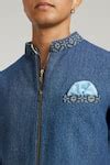 Buy Blue Denim Etching Hugo Etched Sherwani Jacket For Men by BUBBER ...