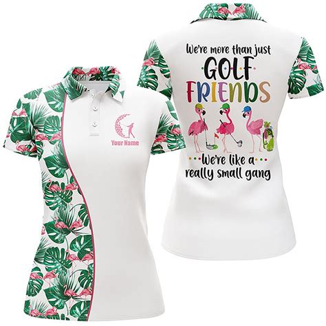 Funny Womens Golf Friend Falmingo Tropical Pattern Women's Polo Shirt S ...