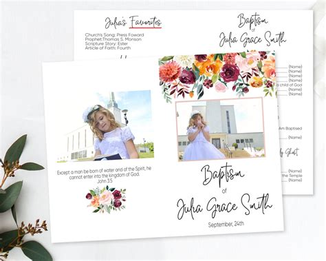 Buy LDS Baptism Program Foldable, Printable Baptism Program, Fall ...