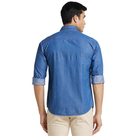 Park Avenue Men Blue Chambray Slim Fit Cotton Shirt – MyRaymond
