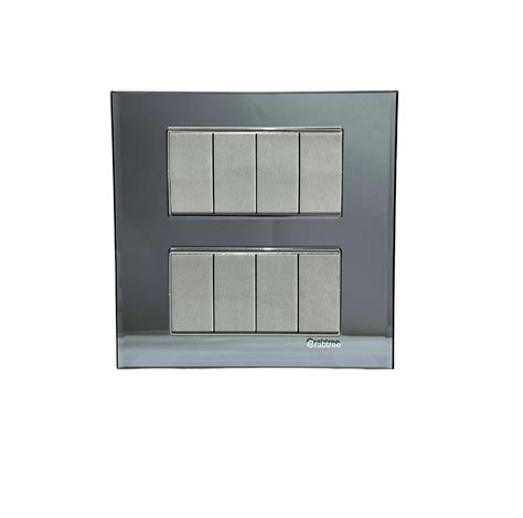 Havells Crabtree 8M plate Square Silver glass – ONECUBE