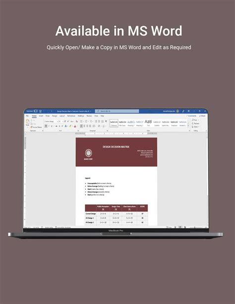Image result for Decision Matrix Template Design
