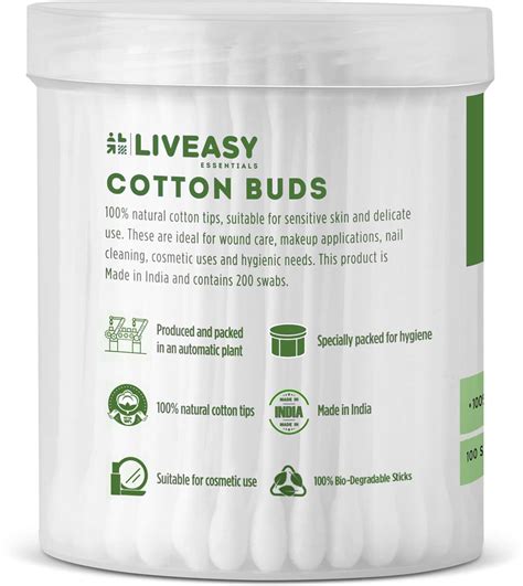 Buy LIVEASY ESSENTIALS PAPER COTTON BUDS 100S Online & Get Upto 60% OFF ...