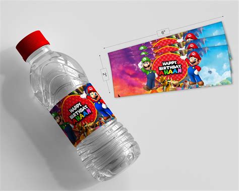 Super Mario Theme Water Bottle Sticker | Party supplies online – Party ...