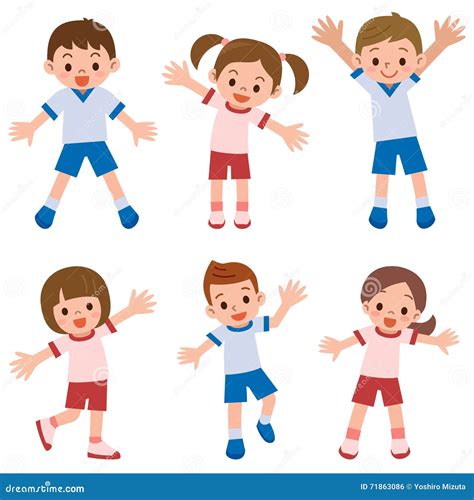 Children of Exercise Clothes Stock Vector - Illustration of physical ...