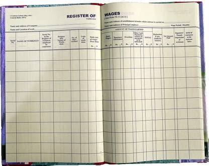 LRS Register of Wages Central Form XVII Rule 78 (1) (a) 1-Part Register ...