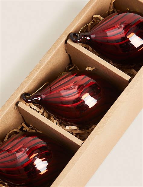 Buy 3pk Red Glass Teardrop Baubles at Marks & Spencer