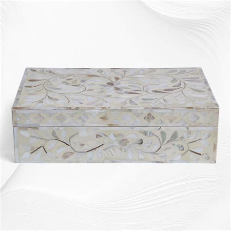 Floral Mother Of Pearl Inlay Box Ivory – Luxury Handicrafts
