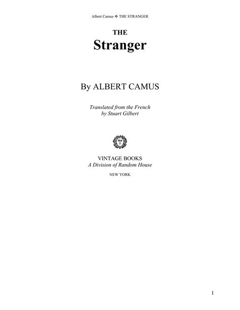 Camus, albert the stranger | PDF