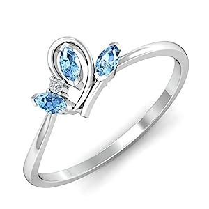 KuberBox 18KT White Gold Aria Aquamarine Ring for Women : Amazon.in ...