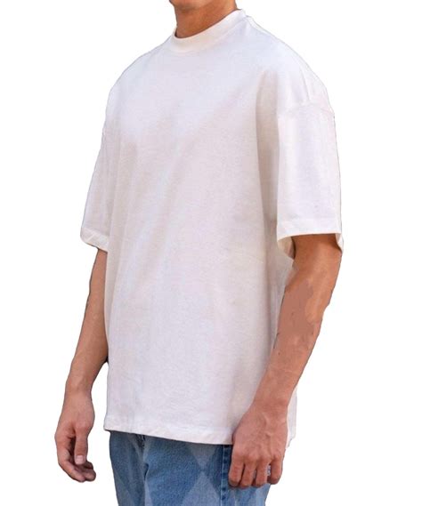 Men Solid White Round Neck Drop Shoulder Elbow-Length Sleeve Casual T ...
