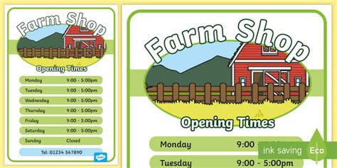 Farm Shop Role Play Opening Times
