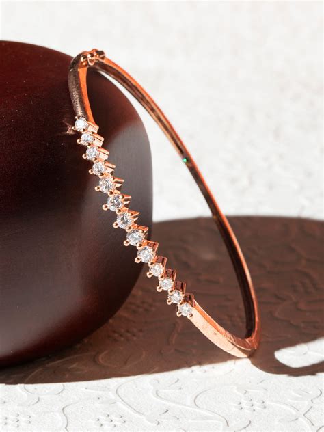 American Diamond Rose Gold Plated Solitaire Bracelet – Priyaasi