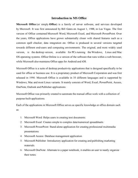 Introduction to MS Office - Introduction to MS Office Microsoft Office ...