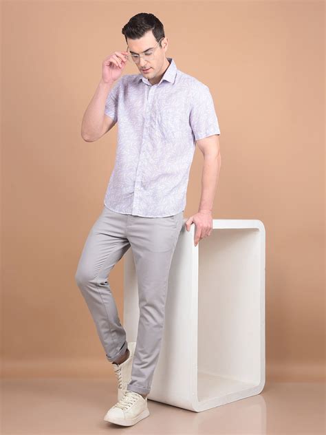 Purple Floral Print Linen Shirt – Crimsoune Club