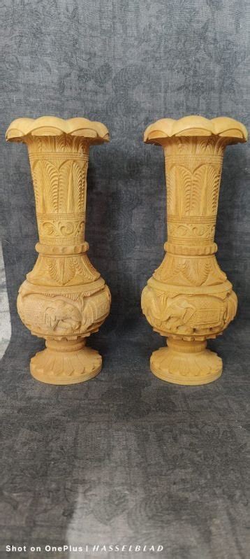 10 Inch Wooden Hand Carved Flower Pots Manufacturer, Supplier from Varanasi