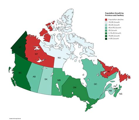 Map of Canadian Province and Territories by Population Growth. : r/MapPorn