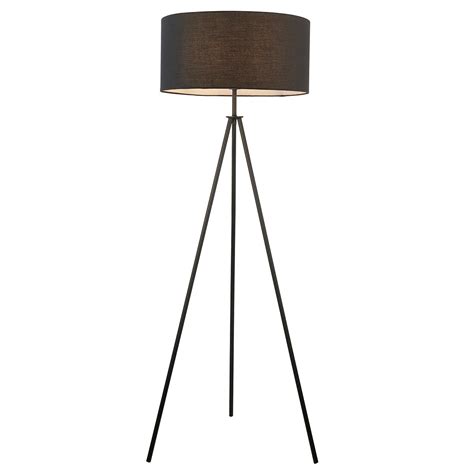 Endon Matt Black Tripod Floor Lamp Black Cotton Shade 103798