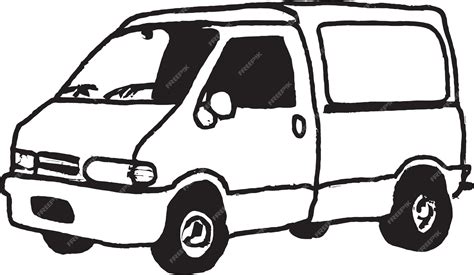 Premium Vector | A black and white drawing of a van.