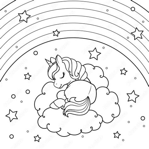 Unicorn Lying Down On Cloud coloring page - Download, Print or Color ...