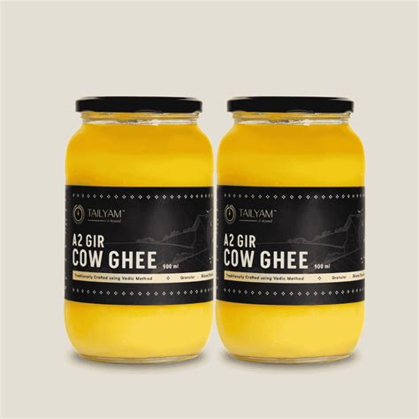 A2 Gir Cow Ghee - 900Ml Glass Jar Combo Pack of 2 – Tailyam & beyond