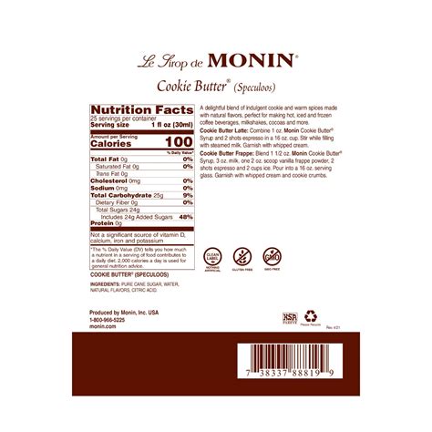 Monin Cookie Butter Syrup - Bottle (750mL) – LollicupStore