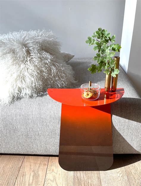 YOUMY Round Red Shaded Side Table by Mademoiselle Jo For Sale at 1stDibs