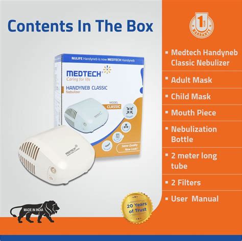 Medtech Handyneb Compressor Classic Nebulizer Machine with Kit for Adu