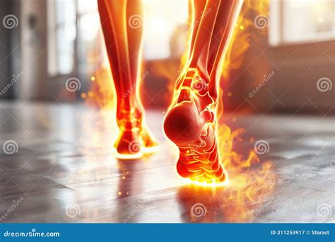 Legs Burning in Fire, Heel Spur, Woman S Leg Hurts, Pain in the Foot, Skin Diseases Concept, AI ...