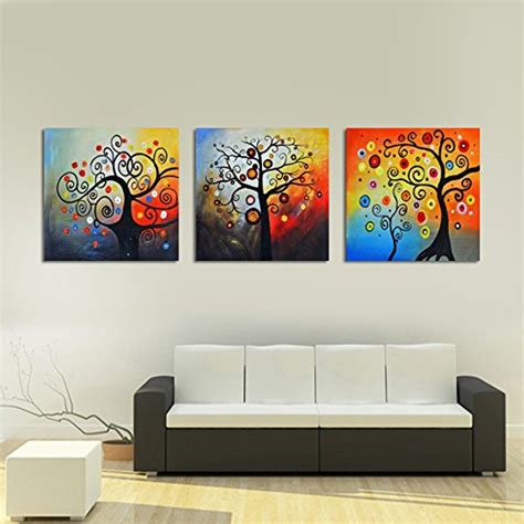999Store Framed Multi Panels Handmade Flower Acrylic Painting on Canvas ...