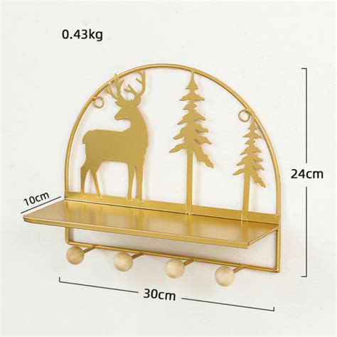 Wall Hanging Metal Shelf Forest Reindeer Gold Online - Premium Wall ...