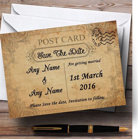 Vintage Postcard Save The Date