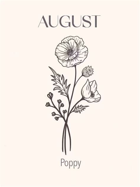 August birth month poppy flower tattoo art | Flower drawing, August ...