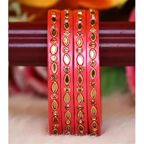 Jaipuri Lac Kada in Beautiful Kundan Design ( Pack of 4) Taj Bridal Store