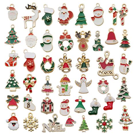 SANNIDHI® 50pcs Christmas Charms Pendants Kit Assorted Cartoon Gold ...
