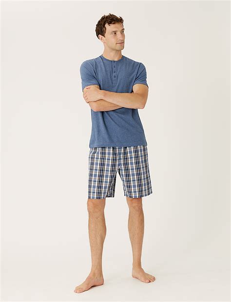 Buy Pure Cotton Woven Checked Pyjama Set at Marks & Spencer
