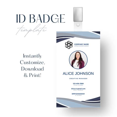 ID Badge Template Work Badge Photo ID Card Employee Name Badge Identification Card Custom ... - employees of ubs