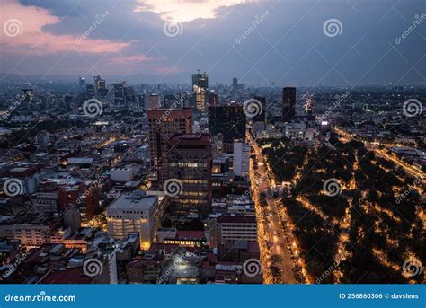 View of Mexico City at Night Stock Photo - Image of dusk, tower: 256860306