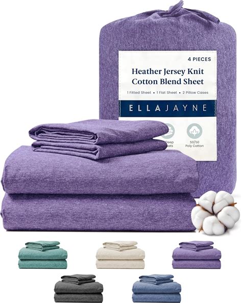 Amazon.com: Ella Jayne Jersey Sheets Queen Set (4 Pieces) All Seasons ...